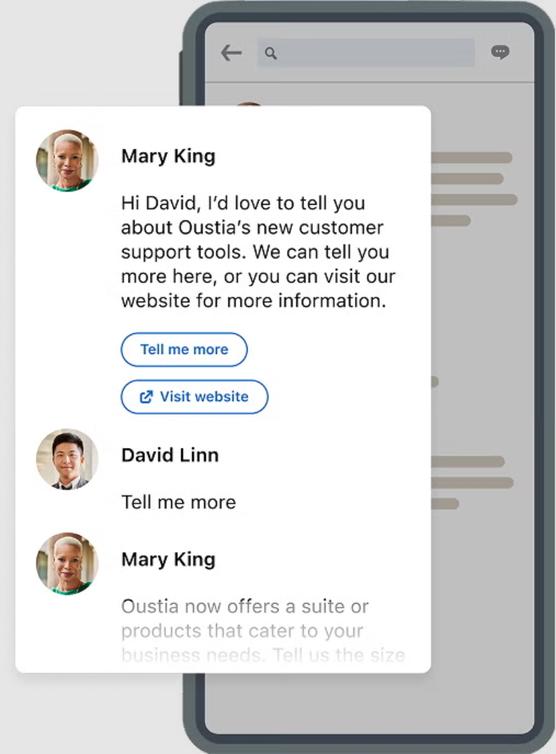LinkedIn Sponsored Messaging ad example shown on a mobile device